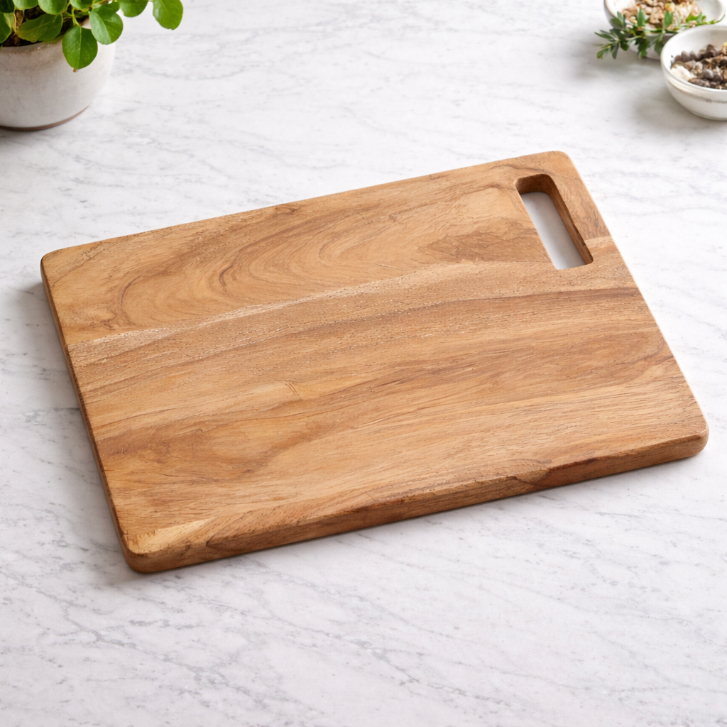 wooden chopping board with handle slot