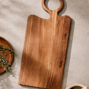 wooden serving board with handle
