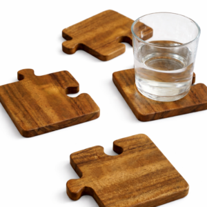 puzzle shape wooden coaster set