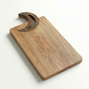 moon handle wooden serving board
