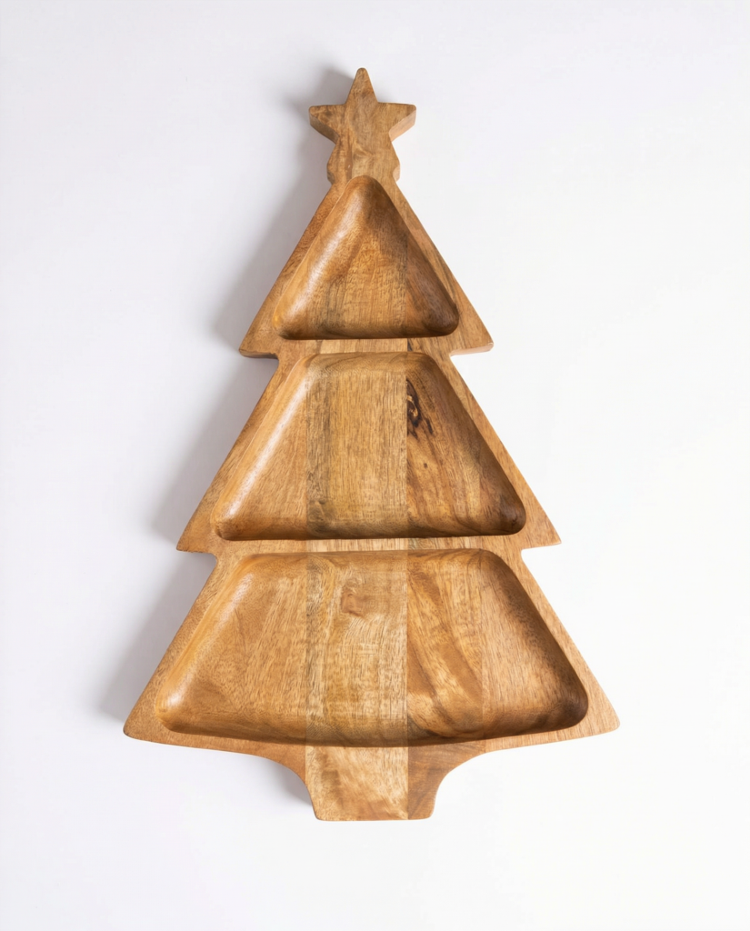 Wooden Christmas Tree Snack Platter
