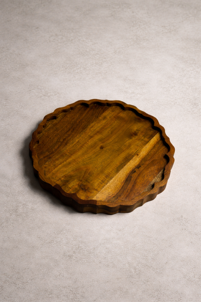 Rustic Solid Wood Round Platter
