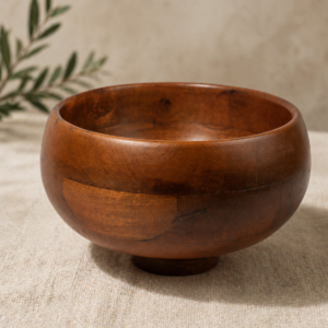 handcrafted wooden bowl for serving & decor