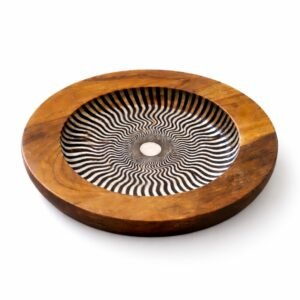 designer wooden serving bowl plate