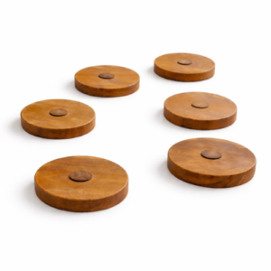 round tea & coffee cup coaster set (natural wood finish)